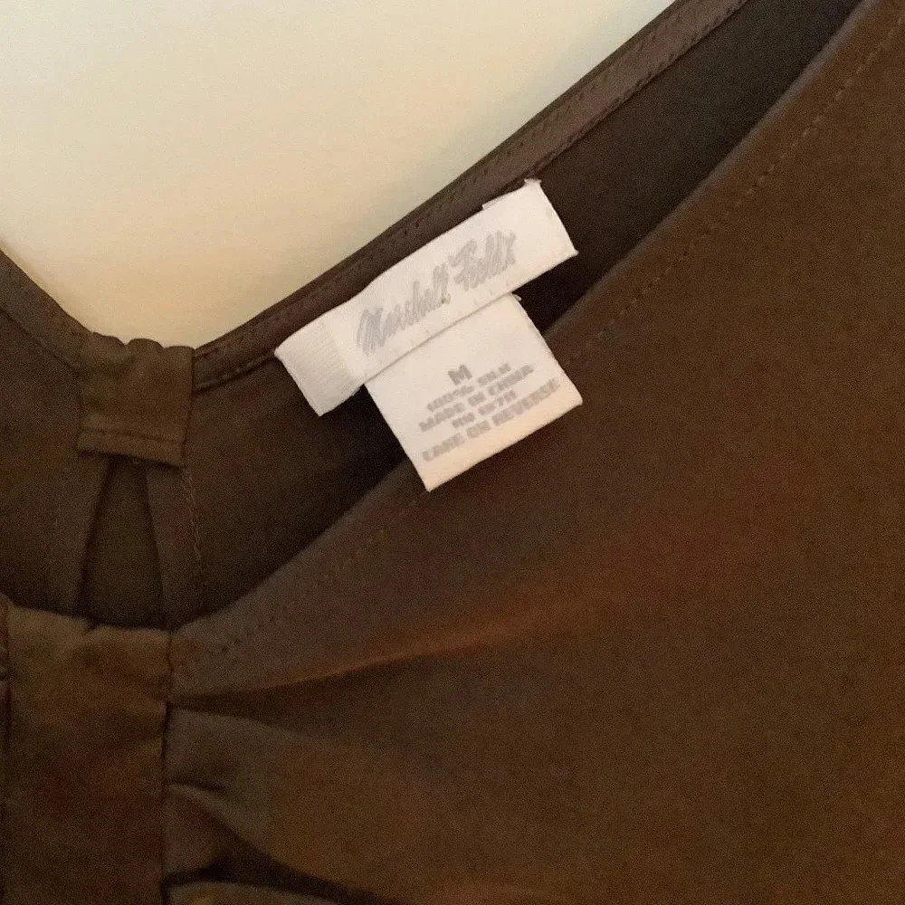 Marshall Fields Brown Satin Blouse Size M - Picture 7 of 8